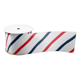 4th of July red white blue stripes patriotic gift Satin Ribbon