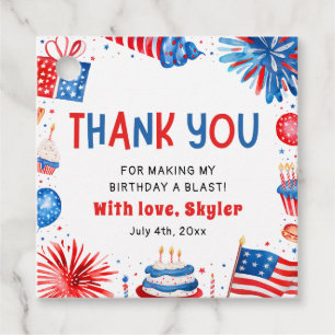 4th of July Red White Blue Summer Birthday Party Favor Tags
