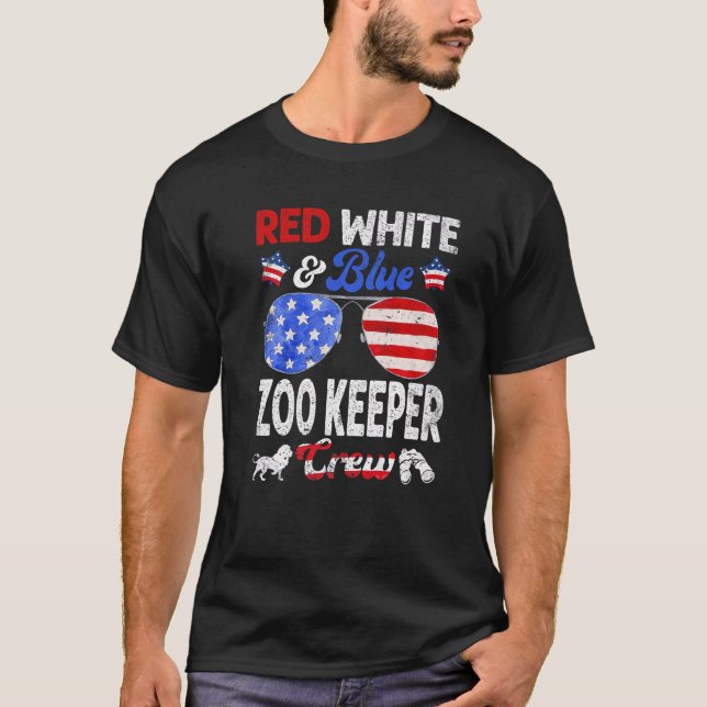 4th Of July Red White & Blue Zoo Keeper Crew Ameri T-Shirt (Front)