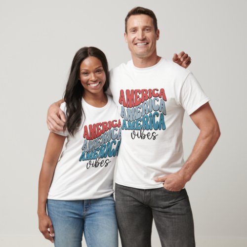 4TH OF JULY RETRO GROOVY AMERICA VIBES T_Shirt