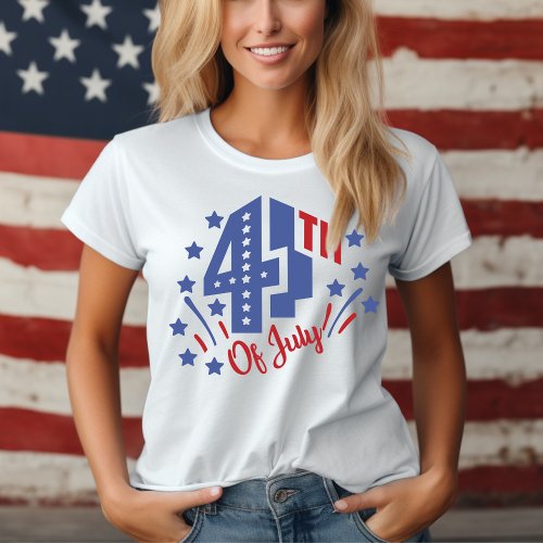 4th of July Retro Red White and Blue Patriotic T_Shirt