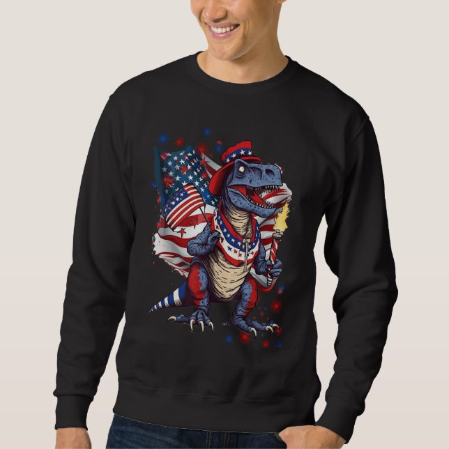 4th Of July Rex Dino Trex Dinosaur Amerisaurus Pat Sweatshirt (Front)