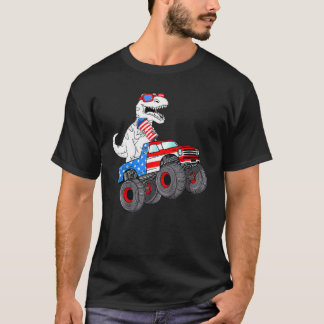 4th Of July Rex Dino Trex Dinosaur Monster Truck F T-Shirt