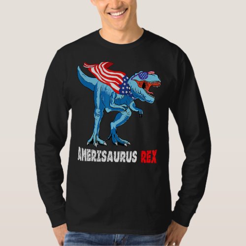 4th Of July Rex Dinosaur Amerisaurus Rex Boys Kids T_Shirt
