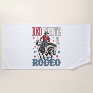 4th of July Rodeo Cowboy Beach Towel