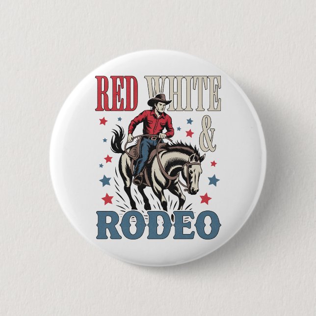 4th of July Rodeo Cowboy Button (Front)