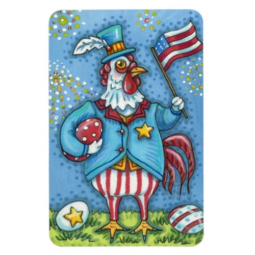 4TH OF JULY ROOSTER FUNNY PATRIOTIC CHICKEN MAGNET