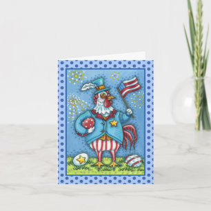 4TH OF JULY ROOSTER, FUNNY PATRIOTIC CHICKEN Verse Holiday Card