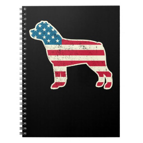 4th of July Rottweiler American Flag Dog USA Notebook