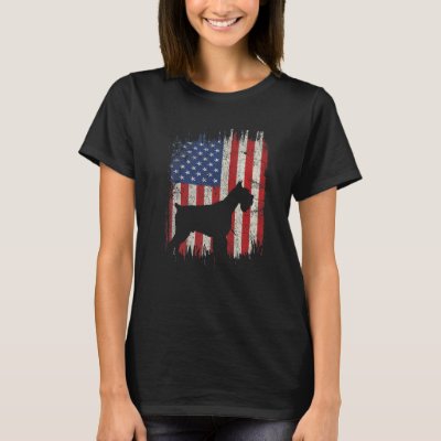 4th Of July Schnauzer American Flag Patriotic Dog  T-Shirt