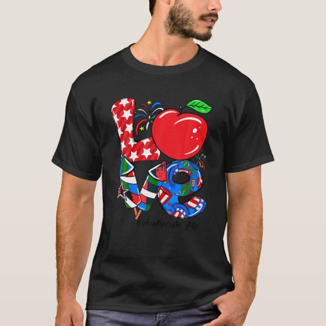 4th Of July School Secretary Women Men American US T-Shirt (Front)