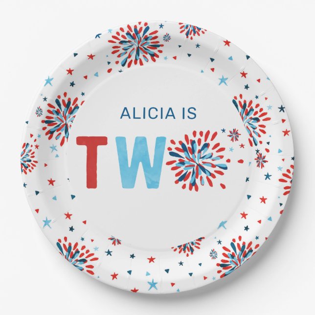 4th of July Second Birthday  Paper Plates (Front)