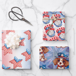 4th of July Set of 3 Wrapping Paper Sheets