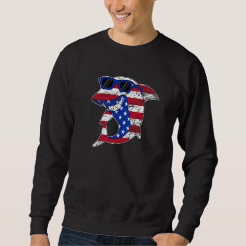 4th Of July Shark Usa American Flag Shark Celebrat Sweatshirt