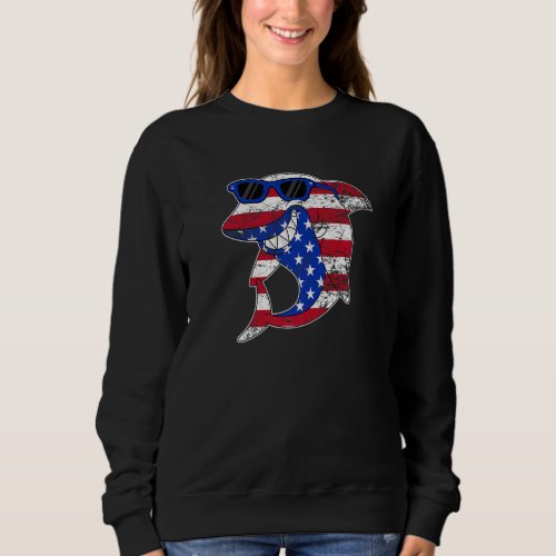 4th Of July Shark Usa American Flag Shark Celebrat Sweatshirt