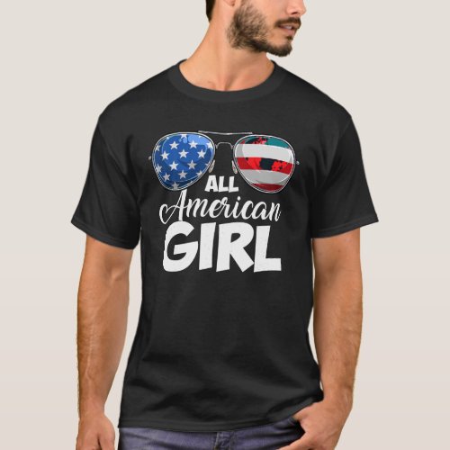 4th of July Shirt ALL AMERICAN GIRL USA Flag Patri