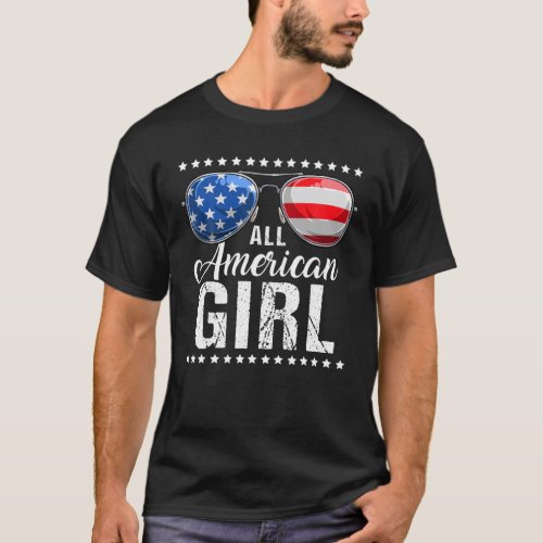 4th of July Shirt ALL AMERICAN GIRL USA Flag Patri