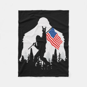 4th Of July Shirt Bigfoot Sasquatch Usa American F Fleece Blanket
