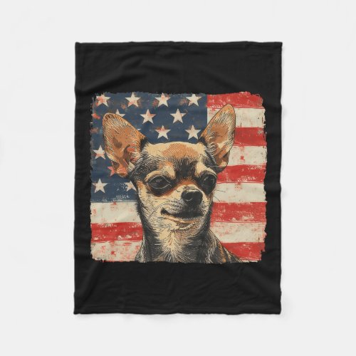 4th Of July Shirt Chihuahua Dog Men Women  Fleece Blanket