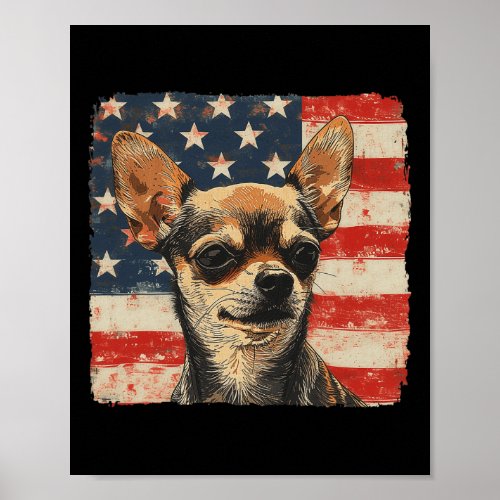 4th Of July Shirt Chihuahua Dog Men Women  Poster