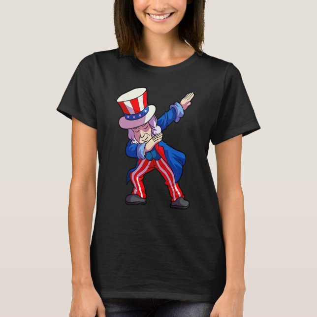 4th of July Shirt For Kids Dabbing Sam Uncle Boys  (Front)