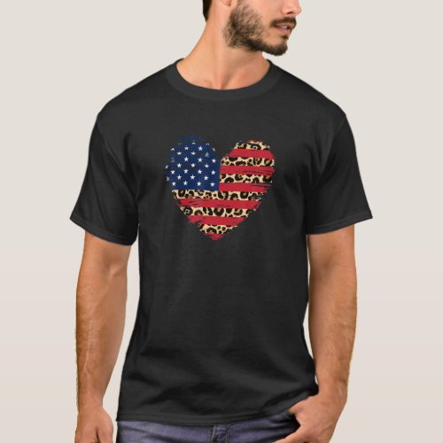 4th of July Shirt for Women American Flag Leopard 