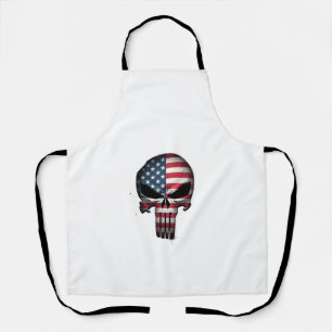 4th Of July Shirt For Women Men American Flag Skul Apron