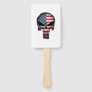 4th Of July Shirt For Women Men American Flag Skul Hand Fan