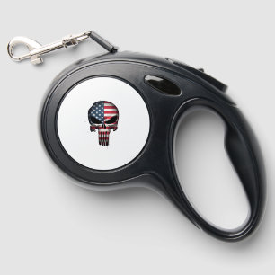4th Of July Shirt For Women Men American Flag Skul Retractable Pet Leash