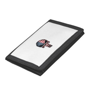 4th Of July Shirt For Women Men American Flag Skul Tri-fold Wallet