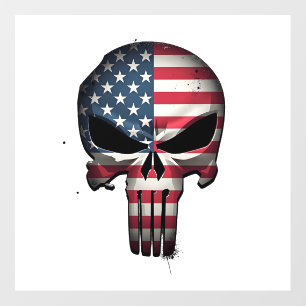 4th Of July Shirt For Women Men American Flag Skul Wall Decal