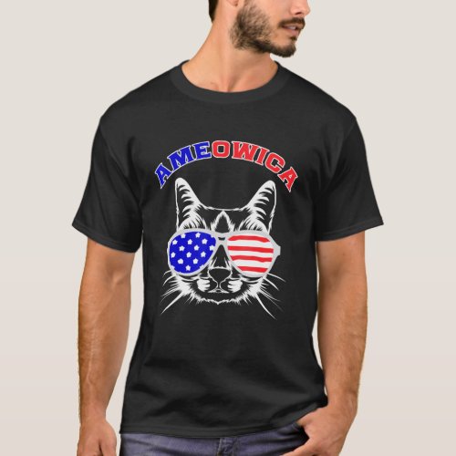 4th Of July Shirt Meowica American Flag Cat 