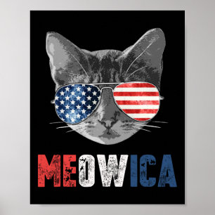 4th Of July Shirt Meowica American Flag Cat Poster