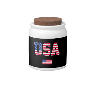 4th of July Shirt USA Patriotic US American Flag W Candy Jar