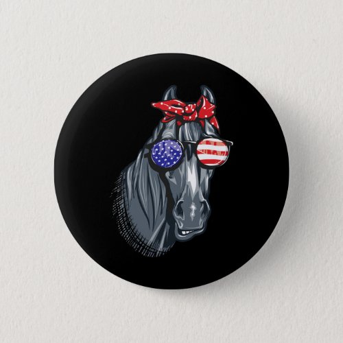 4th Of July Shirt Women Horse Graphic American Fla Button
