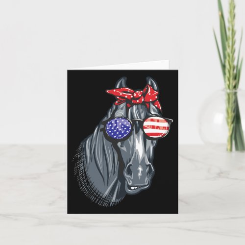 4th Of July Shirt Women Horse Graphic American Fla Card