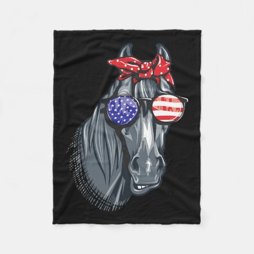 4th Of July Shirt Women Horse Graphic American Fla Fleece Blanket
