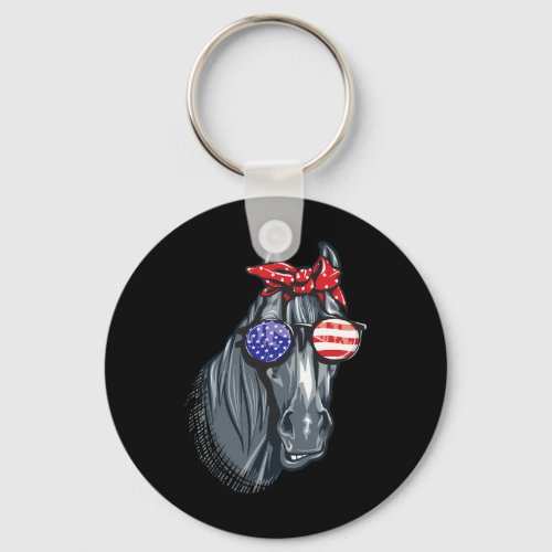 4th Of July Shirt Women Horse Graphic American Fla Keychain