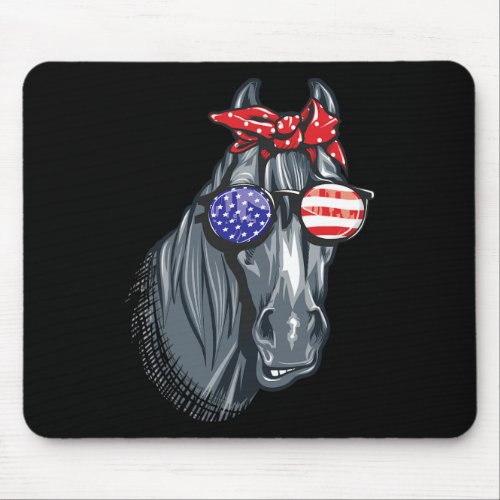 4th Of July Shirt Women Horse Graphic American Fla Mouse Pad