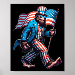 4th Of July Shirts Patriotic American Flag Bigfoot Poster