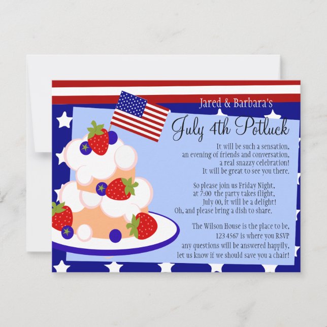 4th of July Shortcake Invitation (Front)