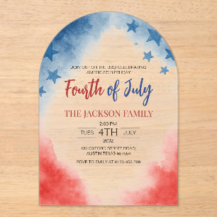 4th of July Simple Modern Acrylic Invitation