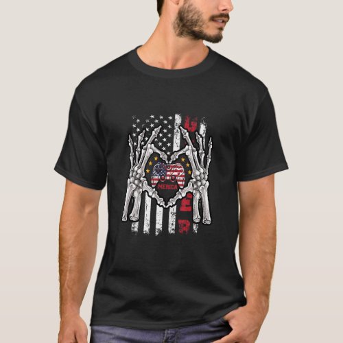 4th Of July Skeleton Video Game Gamer American Fla T_Shirt