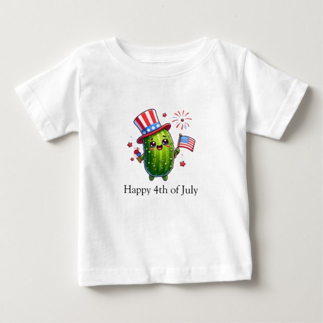 4th of July Small Pickle Character Baby T-Shirt (Front)