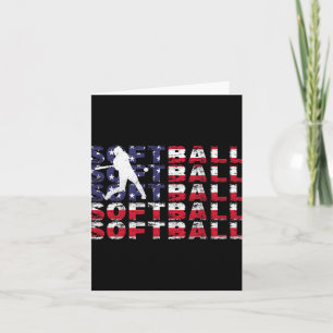 4th Of July Softball American Flag Vintage Patriot Card