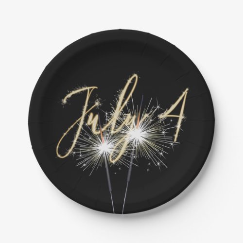 4th of July Sparklers on Black Paper Plate