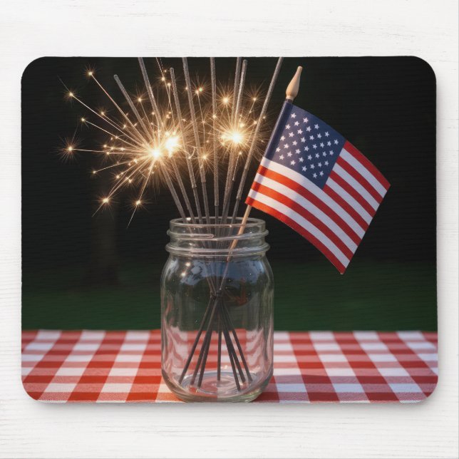 4th Of July Sparklers With American Flag Mouse Pad (Front)