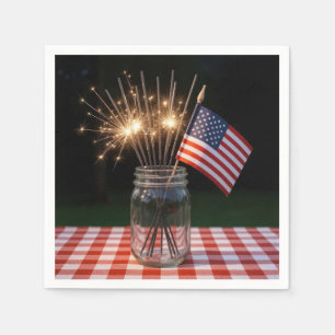 4th of July Sparklers With American Flag Napkins