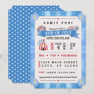 4th Of July Spectacular Ticket Invitation (Blue)