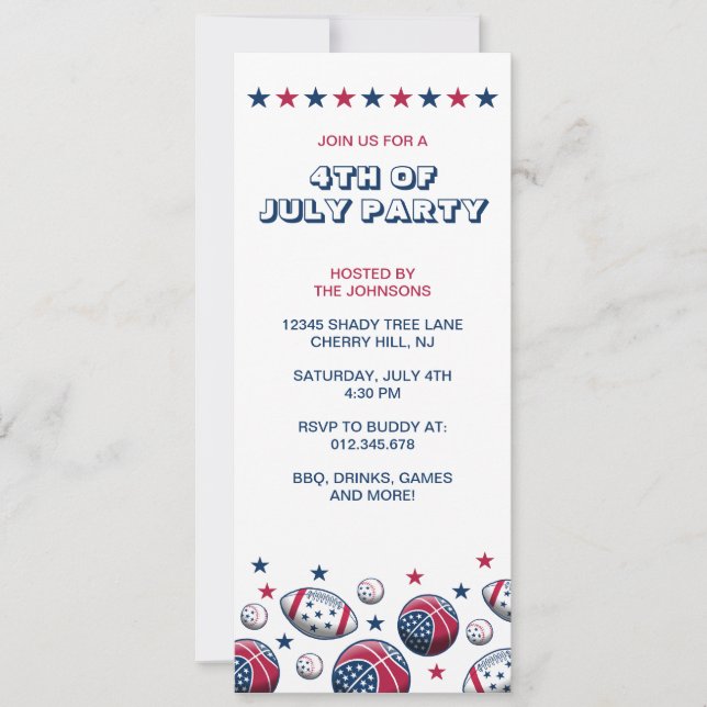 4th of July Sports Invitation (Front)